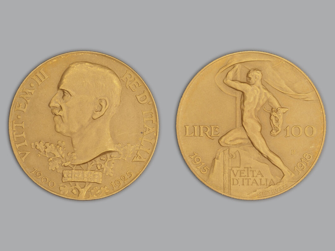 Lire 100 in oro, 1925 “Vetta d’Italia”.